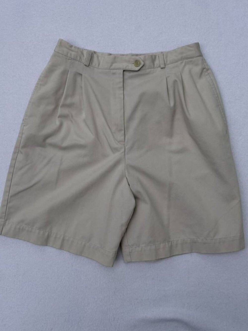 David Brooks Tan Beige Khaki High-waist Cotton Blend Bermuda Shorts Sz 10